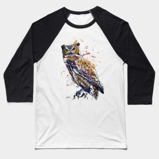 OWL Wild Watercolor colorful Baseball T-Shirt